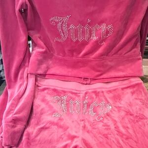 Juicy Couture Fuchsia Velour Set with Rhinestones